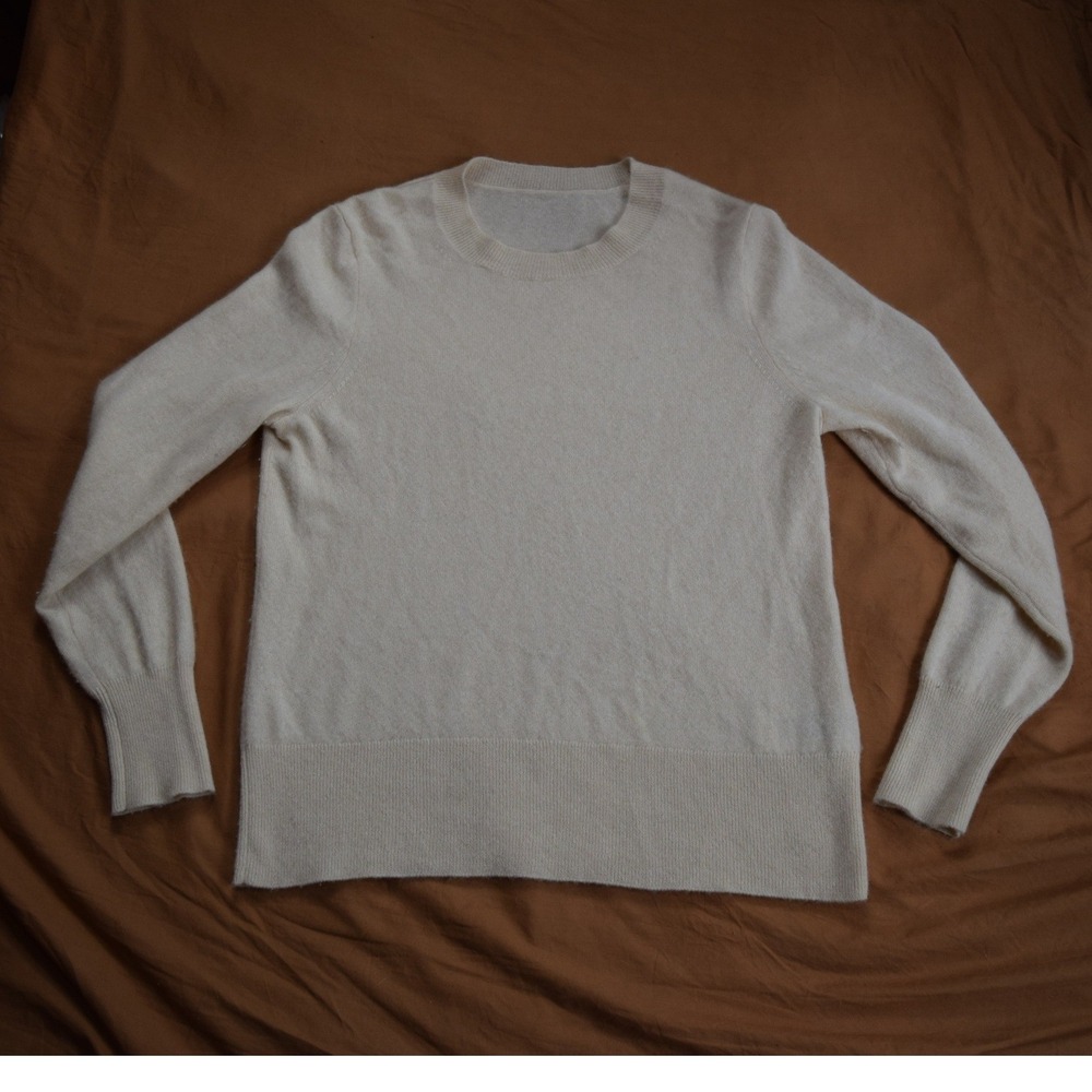 J.Crew Women Cream Cashmere Crewneck Sweater BA400 Small Soft Lightweight